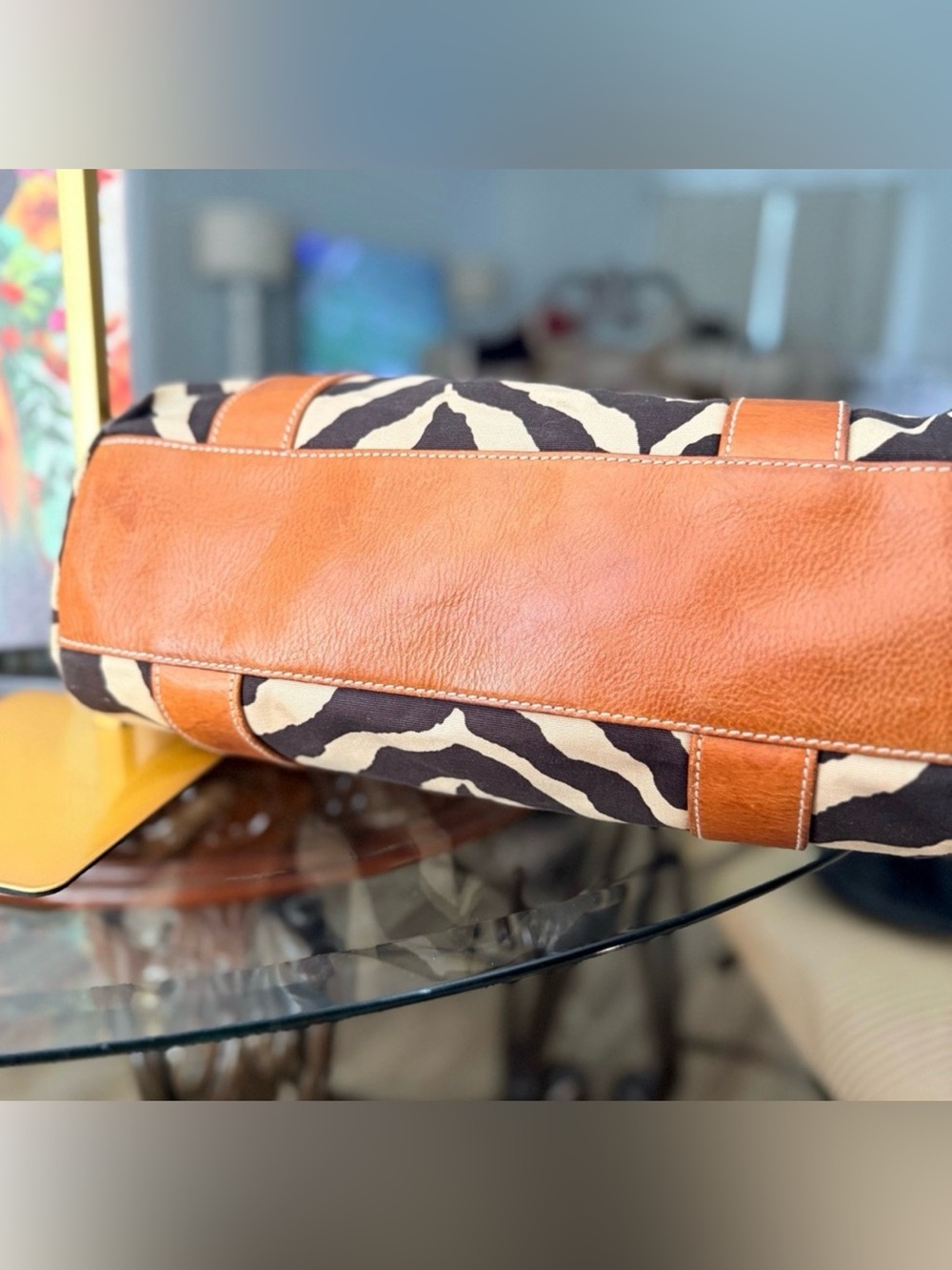 RARE kate spade Brown Leather & Black/White Zebra Print Shoulder Bag - Picture 4 of 6